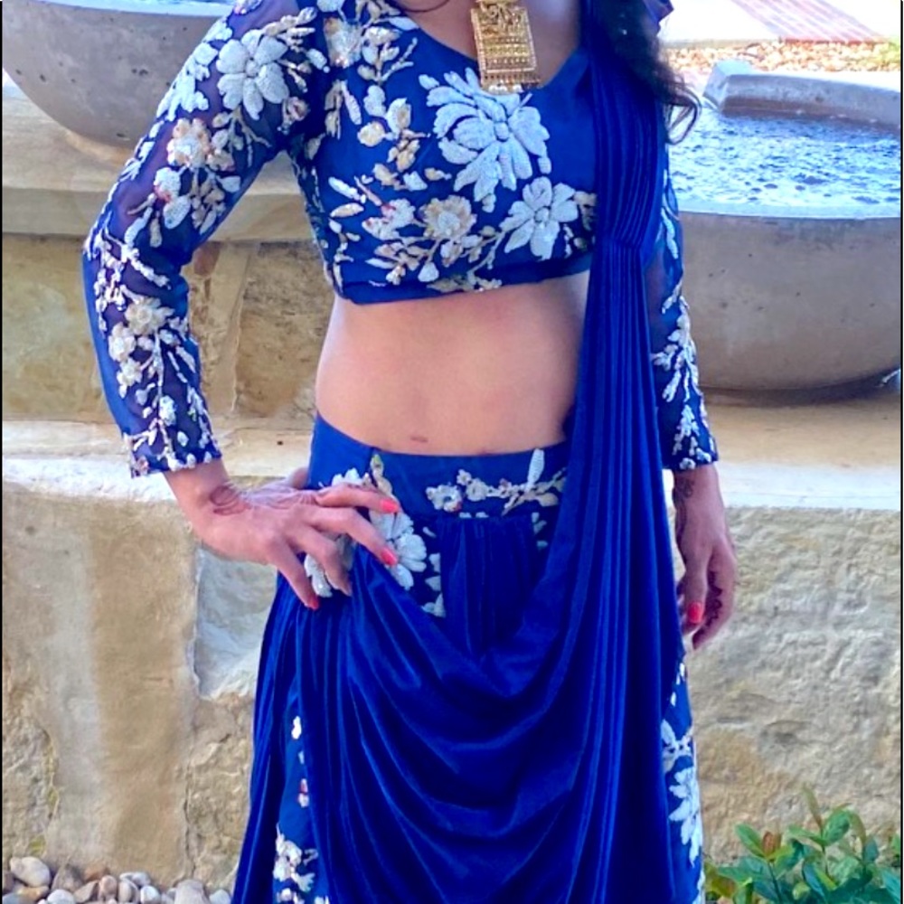 Indian outfit Blue leangha with sequence work